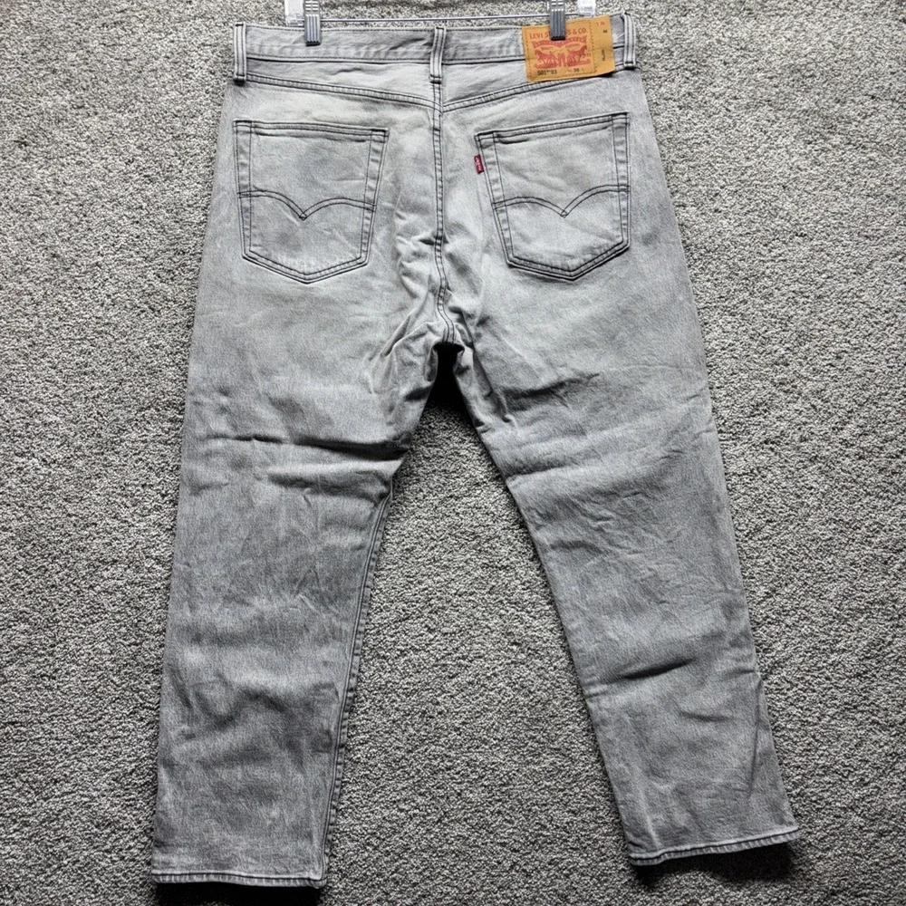 Levis 501XX Jeans Mens 36x29 Faded Gray Premium 93 Straight Button Fly Acid Wash